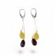 Cherry and white amber drop earrings